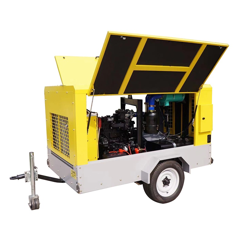 185CFM 7BAR Treyler ko'chasi mobil dizelning vidali havo kompressori